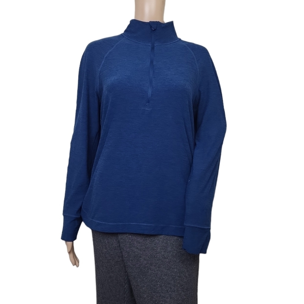 Apana Sweatshirt Navy 1/2 Zip High Neck Long Sleeve Stretch Yoga
